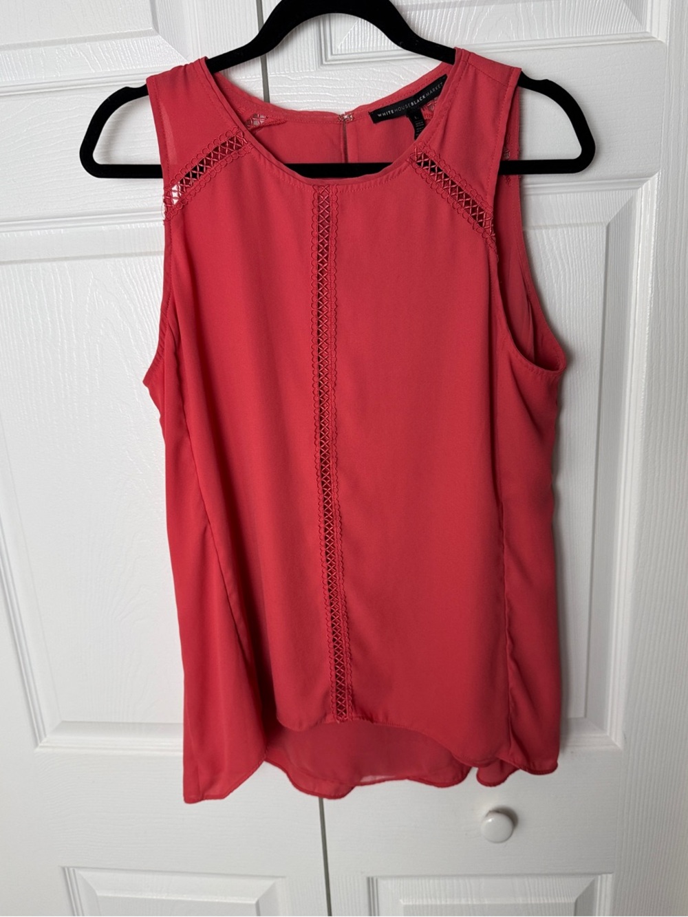 White House Black Market Coral Sleeveless Lace-Trim Camisole